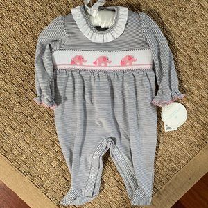 NWT Baby Longsleeve Footed Coverall with Elephants